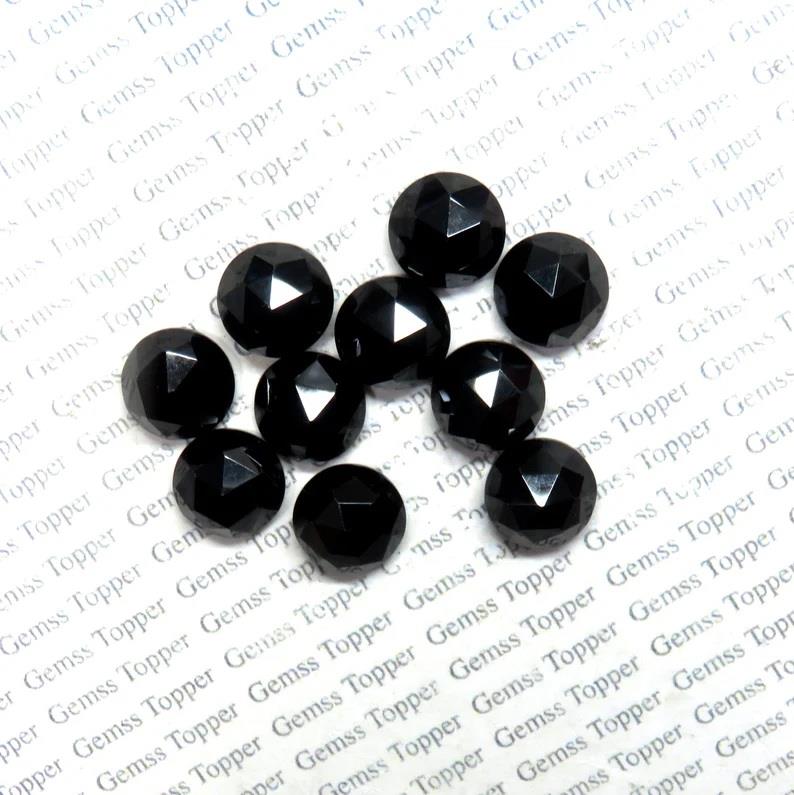 Black Onyx 10x10 mm Round Rose Cut